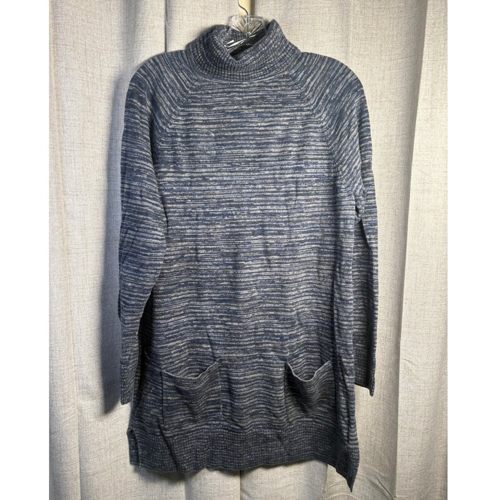 Eight Eight Eight Womens Blue Space Dye Cotton Turtleneck Tunic Sweater Large